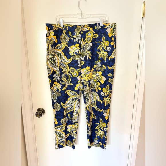 Banana Republic Avery Yellow Floral Paisley Pants Crop Women’s 14 - Picture 5 of 14